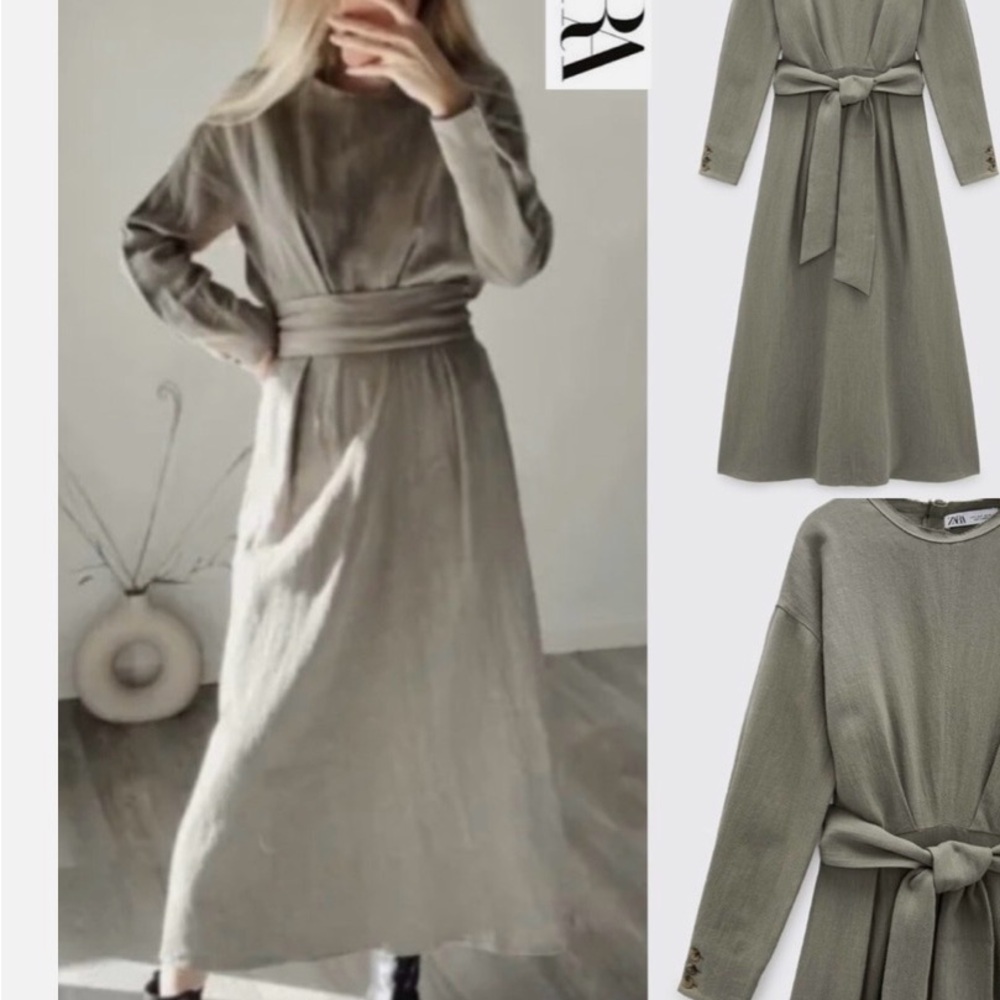Zara Gray Long Sleeve Dress